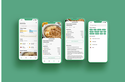 NutriGuide App calorie cooking diet diyet healthy list mobile nutrition profile recipe sağlık search shopping tarif tracking ui ux yemek