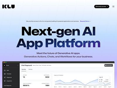 Klu.ai Intro Site ai ai app platform gpt 4 klu klu.ai landing page llm platform nextjs platform saas tailwind