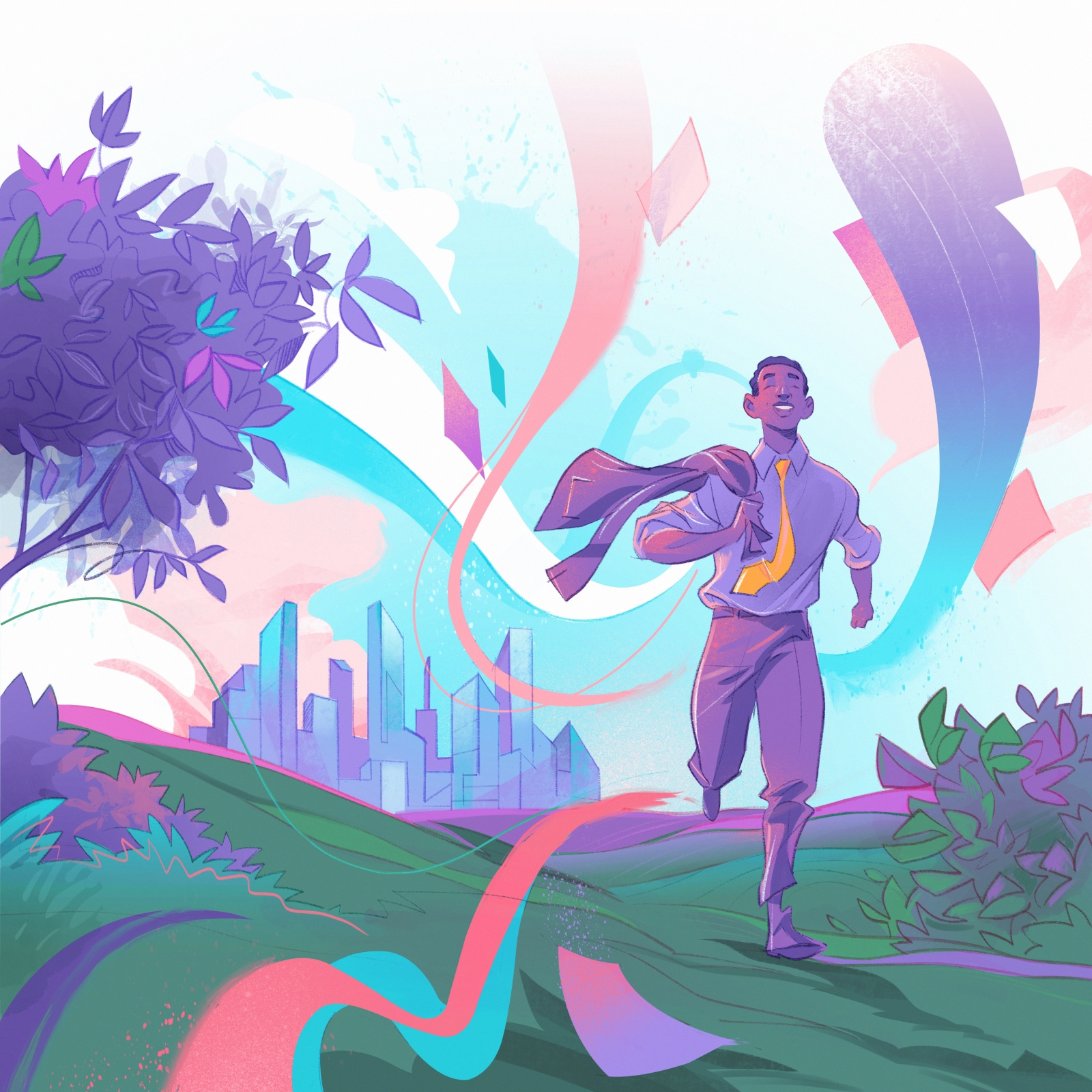 Healthy Lifestyle ☯🧘☯ balancement breathe freetime healthy hero illustration illustration lifestyle meditation mindfullness nature rough illustration yoga