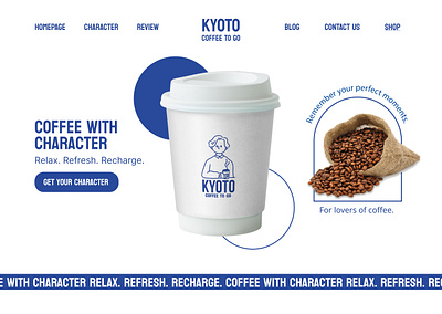 Daily UI #003 - Landing Page (Kyoto Coffee to Go) app branding coffee daily ui 001 sign up design graphic design landingpage minimal ui