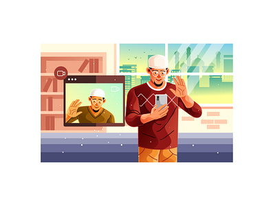 Connecting on Eid through Video Calls Illustration video