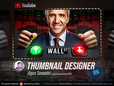 Thumbnail Design - Control Stock Market graphic design manipulation midjourney photoshop thumbnail youtube thumbnail