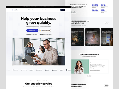 Foxyline - Landing Page all in one artificial intelligence business business growth case study clean company website data design dipa inhouse growth marketing marketing website minimal design minimalist responsive design service provider ui web design website