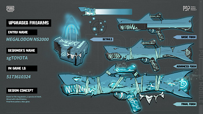 Megalodon NS2000 art branding brentblack concept art concept development design gaming gun illustration mobile game pubgm shark