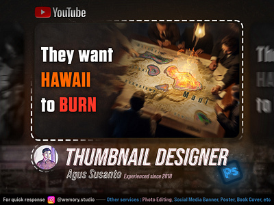 Thumbnail Design - They Want Hawaii to Burn graphic design manipulation midjourney photoshop thumbnail youtube thumbnail