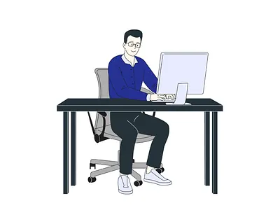 Office work flat illustration man office work vector