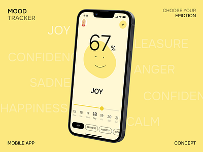Mood Tracker Mobile App (iOS, Android) android app design illustration ios tracker ui ux