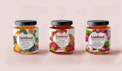 Loveland - Jam Jar branding creative design food fruits graphic design illustration jam label logo minimal pickle vector vegetables