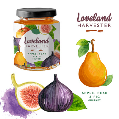 Love Land - Jam Jar branding chutney creative design food fruits graphic design illustration jam label logo minimal vector vegetables