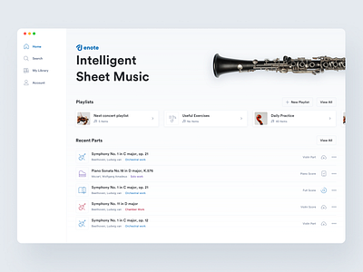 Enote | Home Page ai app app design design instrument mobile music music app product product design responsive sheets song tablet ui ui ux user experience user interface ux
