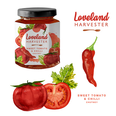 Love Land - Jam Jar branding chutney creative design food fruits graphic design illustration jam label logo minimal vector vegetables