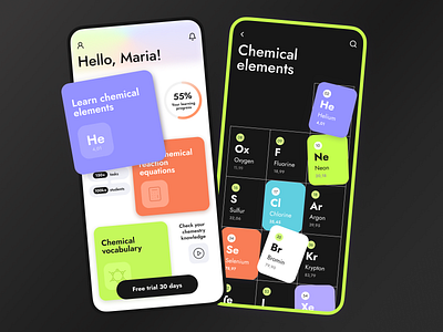 Chemistry learning app android app design education ios mobile ui ux