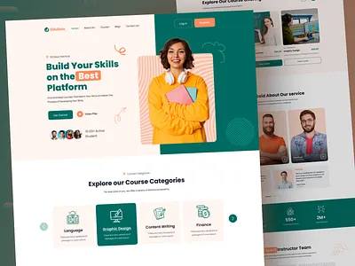 Edubox- Online Learning Landing Page branding design e learning education graduation landing page learning library online books online class online course online education student students teachers ui university user interface web design