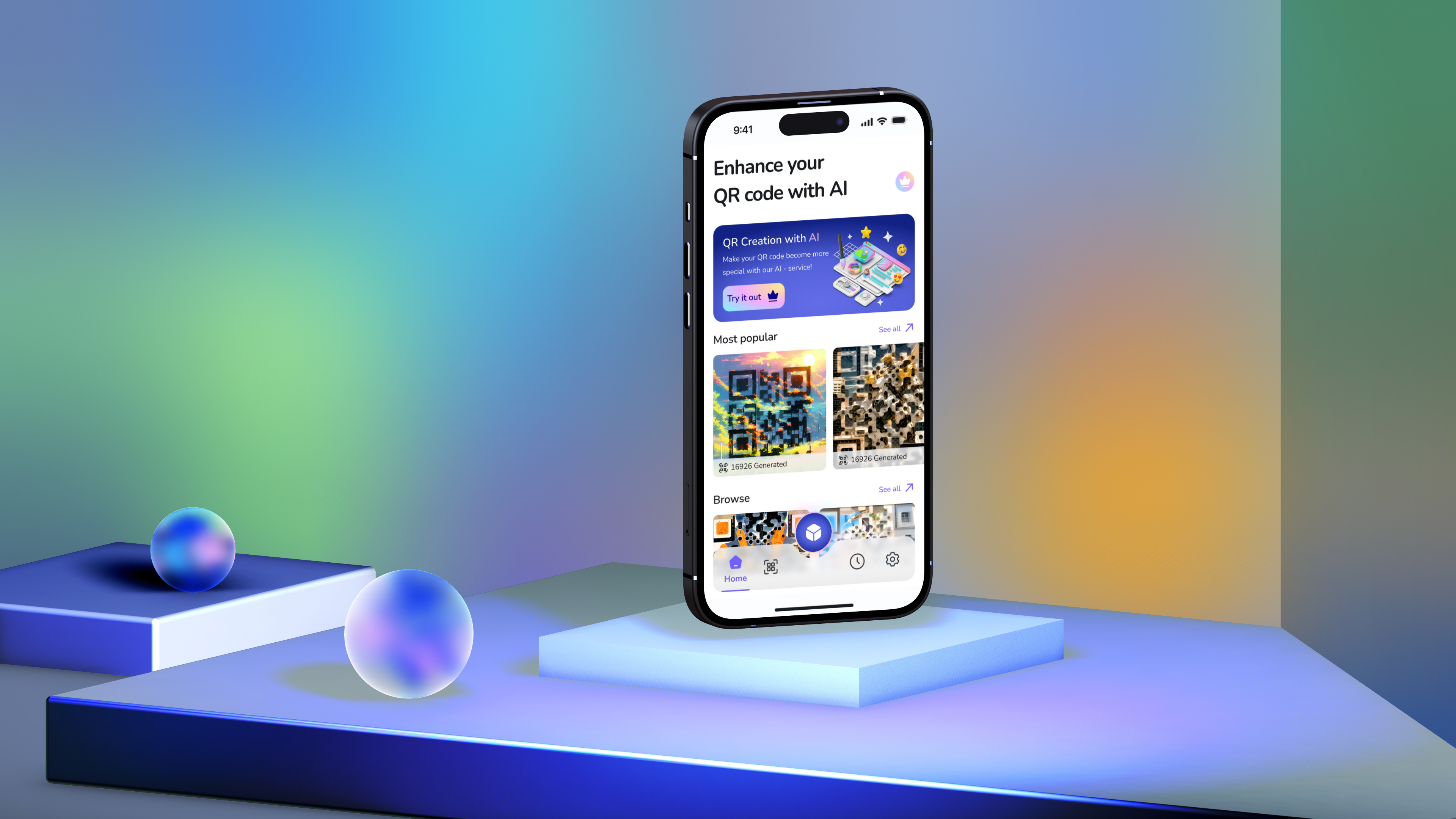 AI QR Create+ 3d ai create design generate graphic design modeling prompt qr code ui ux