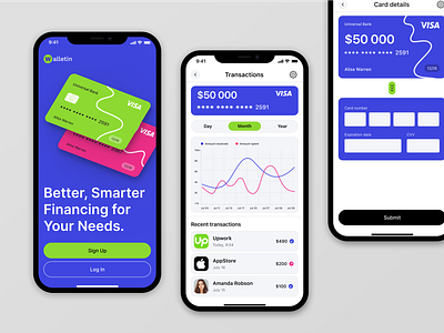 Walletin — Finance App for iOS app app design banking banking app credit card finance graphics ios ux uxui