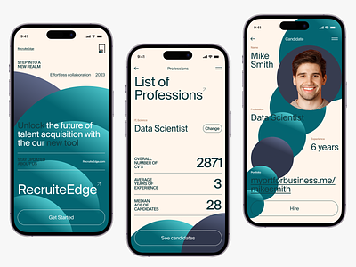 Recruiting - Mobile App Concept blue candidate concept creative experience green hiring hr inspiration interview jobsearch mobile app profession recruit ui vacancy