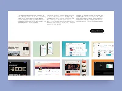 Work Gallery | Design Portfolio Page about page beautiful websites classy design portfolio experience design gallery interaction karun minimal mockup shots modern stunning ui unique layout ux web design