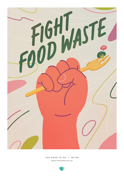 Fight Food Waste design illustration poster vector