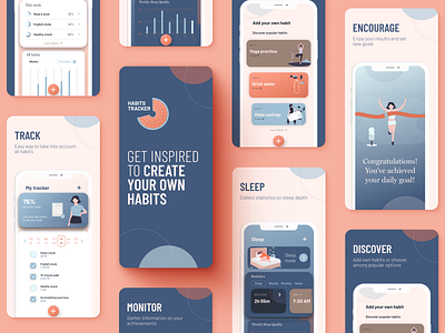 App Store Screenshots | Habits Tracker App app app store app store screenshots application aso design graphic design habits app habits tracker mobile marketing screenshots
