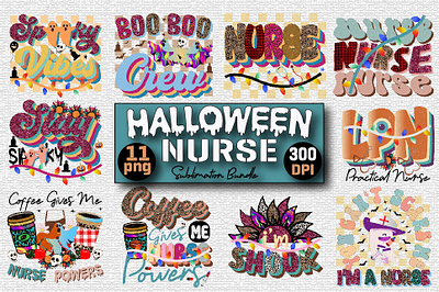 Halloween Nurse Sublimation Design Bundle flowers