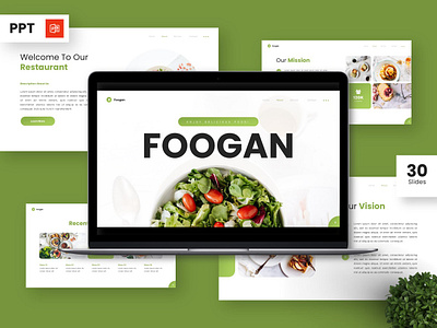 Foogan - Powerpoint Templates green menu powerpoint presentation restaurant slide template