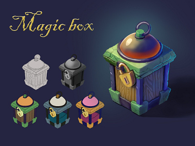 Game props: magic box 2d box digital art game glass gold illustration magic metall photoshop props stone wood