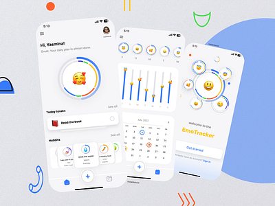 Habit Tracker App 3d app app design app ui design emoji habit tracker habit tracker app light design selfcare app ui ui app ux ux app white design