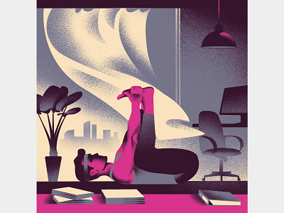 Yoga :Illustrations for Business Punk magazine business dark design future graphic design home illustration magazine pose relax technology timing worker yoga