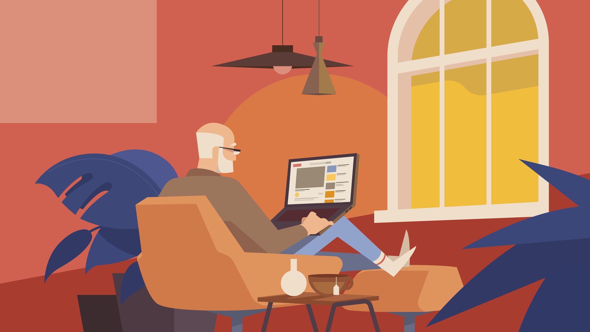 Generali Zoom 2d 2d animation animation armchair artwork character character design chill environemnt flat flat illustration illustration illustrator scene scenery sek sekond sitting styleframe vector vectorart