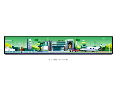 Crypto building car crypto illustration landscape plane rocket vector web3