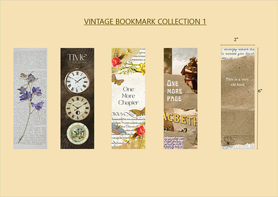 Vintage Bookmark Collection 1 design graphic design illustration print typography