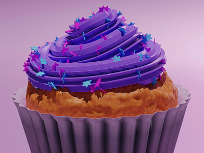 Cupcake 3D 3d 3d design 3d food 3d sweets blender colorful cupcake design illustration stars