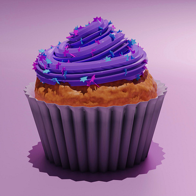 Cupcake 3D 3d 3d design 3d food 3d sweets blender colorful cupcake design illustration stars
