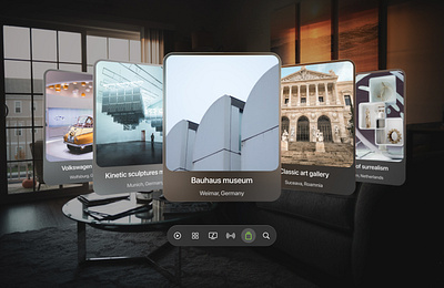 Apple Vision Pro Spatial UI – AR Museum animation apple apple design apple vision apple vision pro ar ar design augmented reality mixed reality modern museum product design relax spatial ui ui ux virtual reality vr
