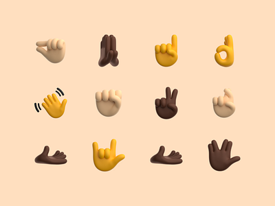 3D hand emojis 3d casual cute emojis fist fun gestures hand hand gestures hello hi high five icons illustrations luck ok palm plumpy rock well done