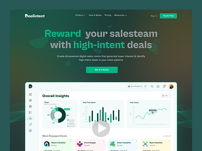 Dealintent Landing Page: Website Design / Home Page UI b2b saas homepage ui landing page saas design ui website design