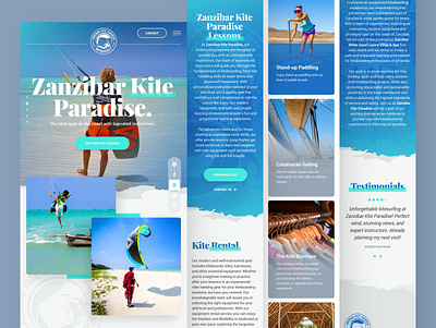 Zanzibar Kite Paradise Mobile design drawingart kite kiting lessons paradise responsive surf surfing ui ux vacation web website zanzibar