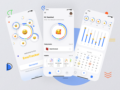 Habit Tracker App app app design app ui design emoji habit tracker habit tracker app light design tracker app ui ui app ux ux app white app