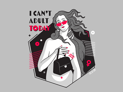 Postmodern Venus birth of venus design fashion female i cant adult today illustration postmodern tshirt vector venus