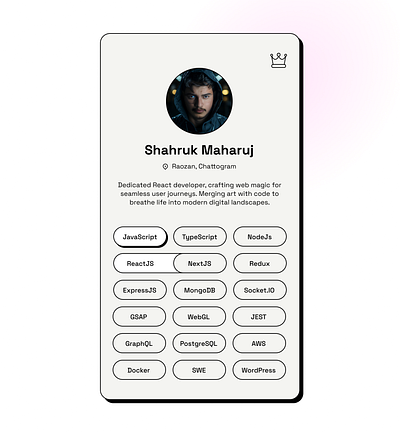Modern Card UI https://shahrukmaharuj.netlify.app moder card ui modern ui react app