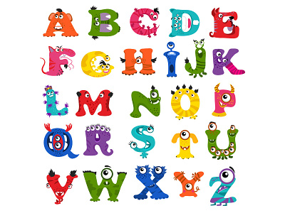 Funny Monster Alphabet cartoondesign dribbbledelights funny alphabet funnymonsteralphabet graphic design kids