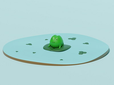 Frog 3D 3d 3dart 3dcharacter 3ddesign blender cute designer frog pond water