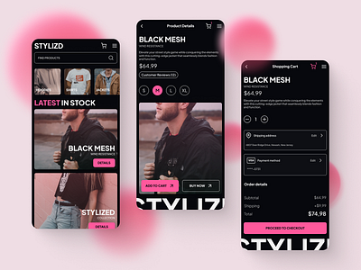 STYLIZD - Shopping Flow app branding dailyui design gfxmob graphic design shopping shopping cart typography ui ux vector