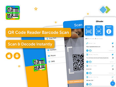 QR Code Reader Barcode Scan app designers app illustration branding graphic design logo mobile app development company mobile app experience mobile app ui ux vector