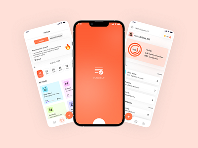 Habitly Mobile App app appmobile case study design figma graphicdesign habit mbie tracker ui ui design uidesign uiux usdesign userinterface ux