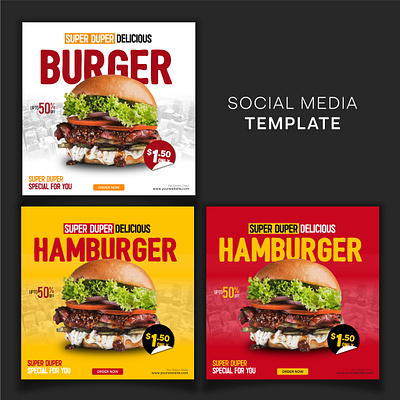 Fast Food Social Media Template banner burger promotional graphic design social media post