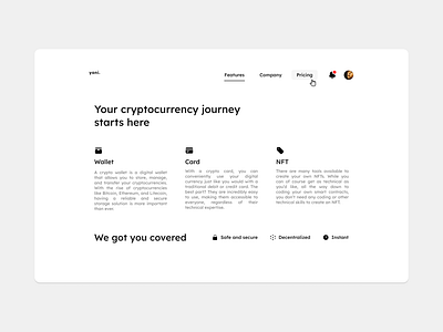 Crypto Wallet page design clean crypto design finance fintech graphic design illustration minimal minimalistic page page design simple site typography ui ux vivid wallet web website