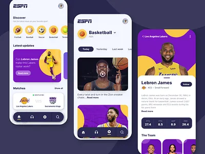 Sports News App Design-UIDesignz app branding dashboard design graphic design illustration logo mobile app design ui ux
