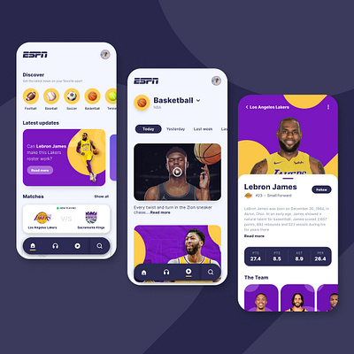 Sports News App Design-UIDesignz app branding dashboard design graphic design illustration logo mobile app design ui ux