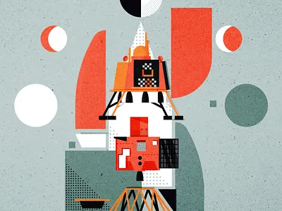 Chandrayaan-3 design illustration illustrator india isro minimalist rocket satellite space texture vector